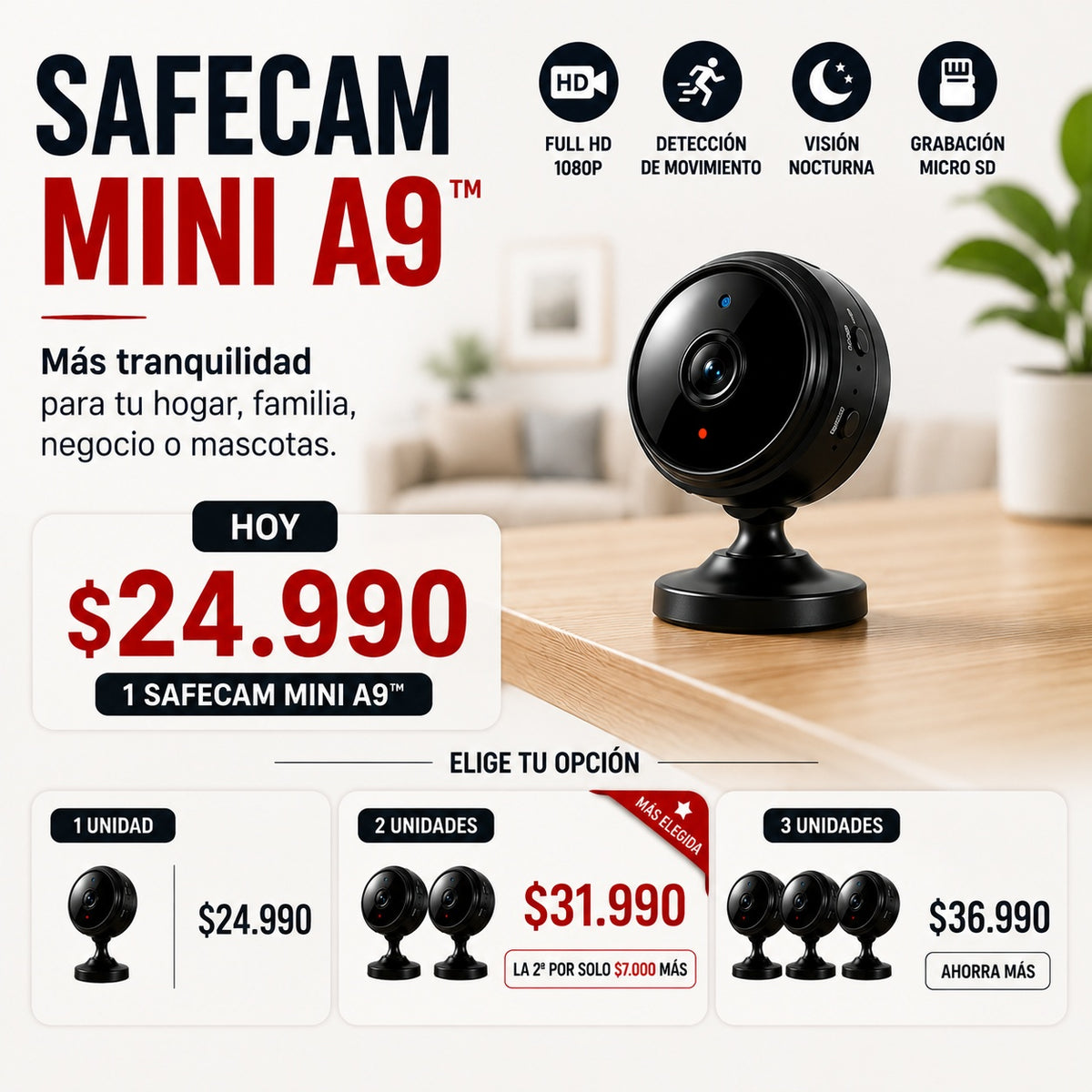 📹 SafeCam Mini A9 | Cámara WiFi de Seguridad